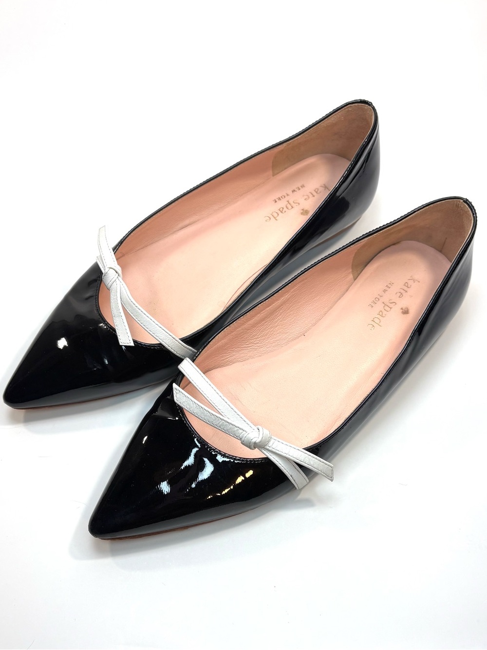 Kate Spade Black Patent Pointed-Toe Flats | 6M